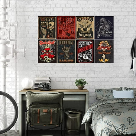 12 Pieces Rock Music Vintage Posters Retro Wall Decor Posters Cool Rock Band Posters Skull Sign 12 Pieces Rock Music Vintage Posters Retro Wall Decor Posters Cool Rock Band Posters Skull Sign