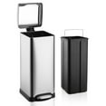 thumbnail image 3 of 8 Gal/30L Step Trash Can, Stainless Steel Garbage Can, Slim Fingerprint Recycling Bin for Kitchen, Dining Room, Office, Restaurant,Black (with Removable Inner Basket & Soft-Close Lid), 3 of 9