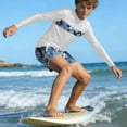 thumbnail image 1 of Odeerbi 3-14 Años Chicos 2 Piezas de Manga Larga Rash Guard Conjunto Hawaiano Upf 50 + Traje de Baño de Surf Seco Rápido Con Pantalones Cortos de Tabla, 1 of 7