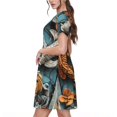 thumbnail image 2 of Easygdp Colorful Koi Fish Art para Vestido Transpirable de Mujer, Vestido Suelto de Manga Corta con Pliegues y Bolsillos para el Verano, 2 of 6