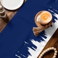 thumbnail image 3 of Abstract Navy Blue Table Runner 36 Inches, Modern Minimalist Graffiti Artwork Bed Runner Dresser Scarves Tabletop for Indoor Outdoor Parties/Ceremony/Banquet, 13"x 36", 3 of 9