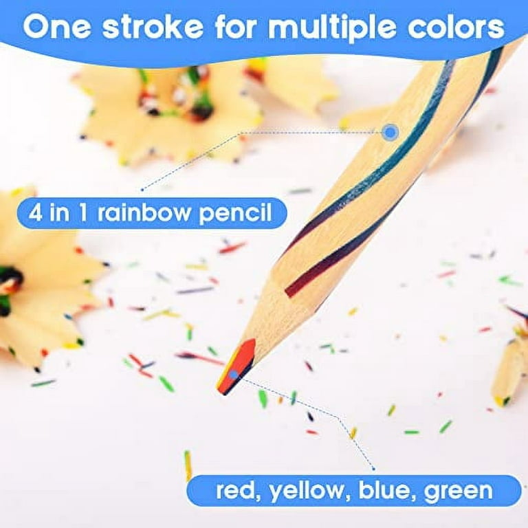 ThEast 30 Pieces Rainbow Colored Pencils, 4 Color in 1 Rainbow