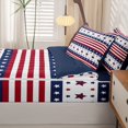 thumbnail image 5 of Manfei Stars Striped Zipper Twin Comforter Sets with Fitted Sheet and 2 Pillowcases,Red Navy Zipper Bedding Set,Navy Blue Reversible,4pcs, 5 of 8