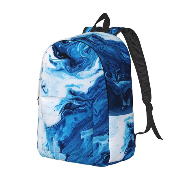 Fotbe Blue White Fluid Art Mochila de Lona con Estampado, Mochila Duradera, Mochila Versátil de Alta Calidad, Mochila Compacta Vintage-Small