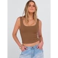thumbnail image 5 of ANRABESS Crop Tops for Women Square Neck Sleeveless Ribbed Tank Tops Slim Fitted Basic Tee Shirts Cami Summer Clothes Brown L, 5 of 12