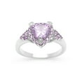 thumbnail image 2 of Ryiana Engagement Promise Ring Purple Heart Cz Silver Womens Ginger Lyne Collection, 2 of 8