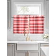thumbnail image 2 of Half Window Curtains 24 Inches Long, Red White Plaid Window Treatment Curtain Drapes, Modern Farmhouse Buffalo Check Gingham Short Curtains Tiers for Kitchen Over Sink, 27.5"x24", 2 Panels, 2 of 7
