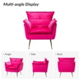 thumbnail image 5 of Velvet Accent Chair Tufted Cushion Upholstered Sofa Chair Padded Armchair Home Living Room Fuchsia, 5 of 8