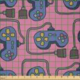 thumbnail image 2 of Ambesonne Gaming Fabric by the Yard Microfiber, Cabled Joystick Illustration, 10 Yards, Pink Violet Blue, 2 of 2