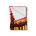 thumbnail image 2 of Dock Soft Flannel Fleece Throw Blanket, Wide Shot of Huntington Beach Piert Sunset in Contrast Colours Dreamy View, Cozy Plush for Indoor and Outdoor Use, 50" x 60", Dark Coral Orange, by Ambesonne, 2 of 5
