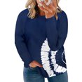 thumbnail image 1 of Aleumdr Womens Crew Neck Pullover Plus Size Blue Tie Dye Long Sleeve Loose Fit Blouse 3XL, 1 of 6