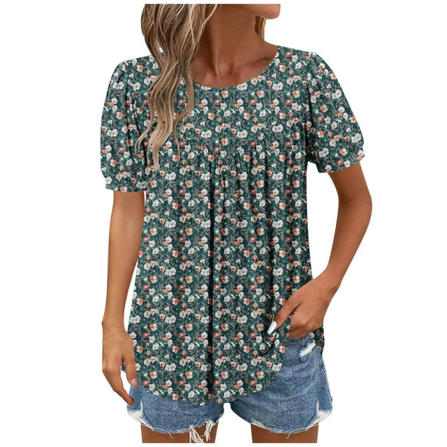 Économies en Liquidation! BEFOKA Hauts Grande Taille pour Femmes en Liquidation, Blouse Décontractée d'Été T-shirt pour Femmes, Manches Courtes à Col Rond pour Printemps et Été