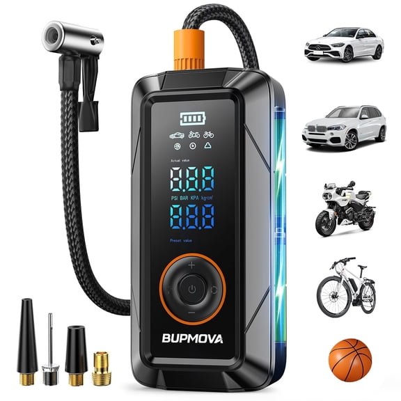 OGORI Tire Inflator Portable Air Compressor, 150PSI & 4X Faster Cordless Air Pump with Digital Tire Pressure, LED Light - Portable Tire Pump for Car Tires, Motorcycles, Bicycles, Balls, USB Charging