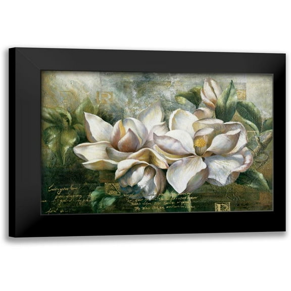 Meng 14x11 Black Modern Framed Museum Art Print Titled - Dawning Magnolias