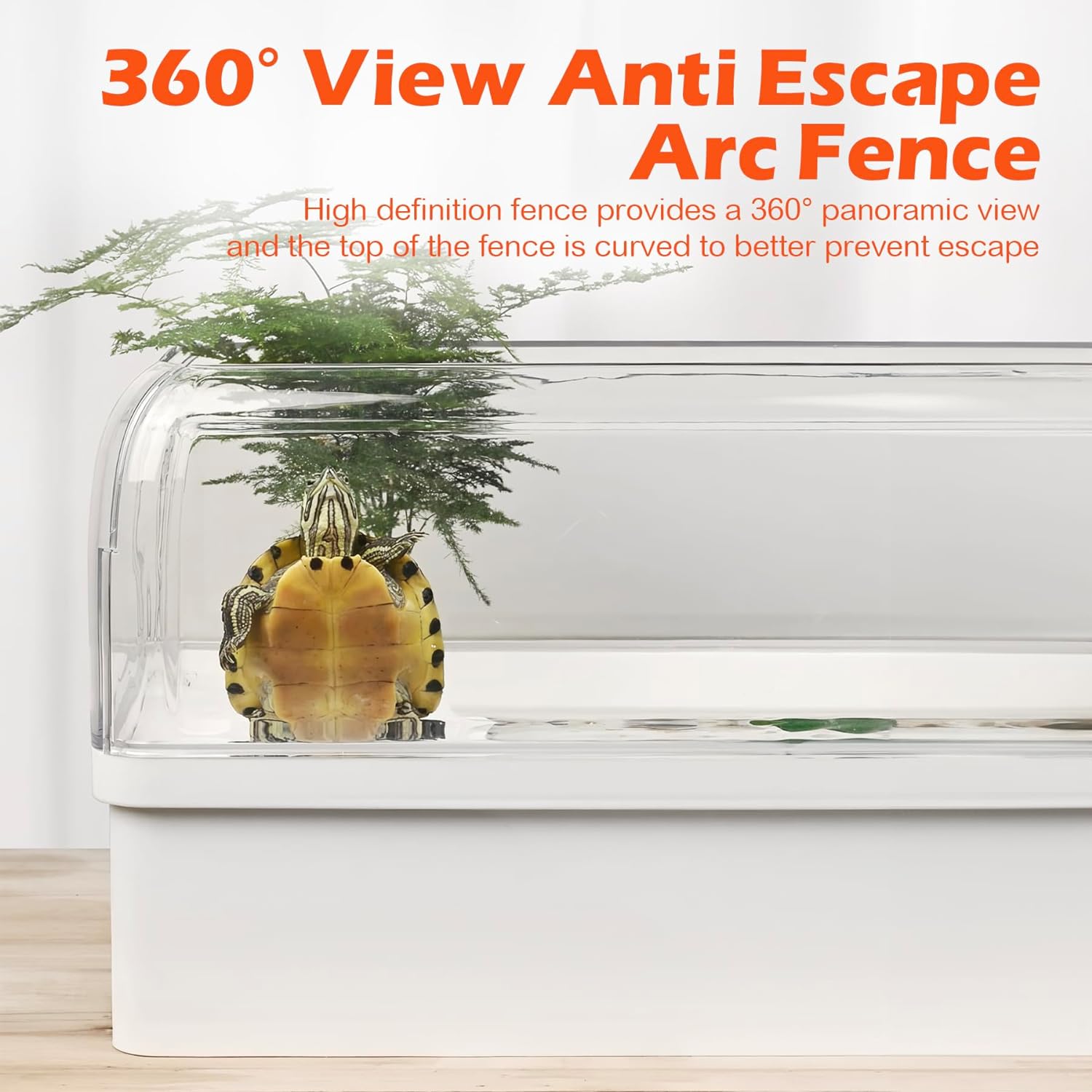 Turtle Tank Habitat Kit,Complete Aquatic Tortoise Starter Enclosure with Filter,Basking Platform with Hideout,Multi-Function Area,Drainage,Plants and Lamps,Perfect for Red Eared Slider Aquarium