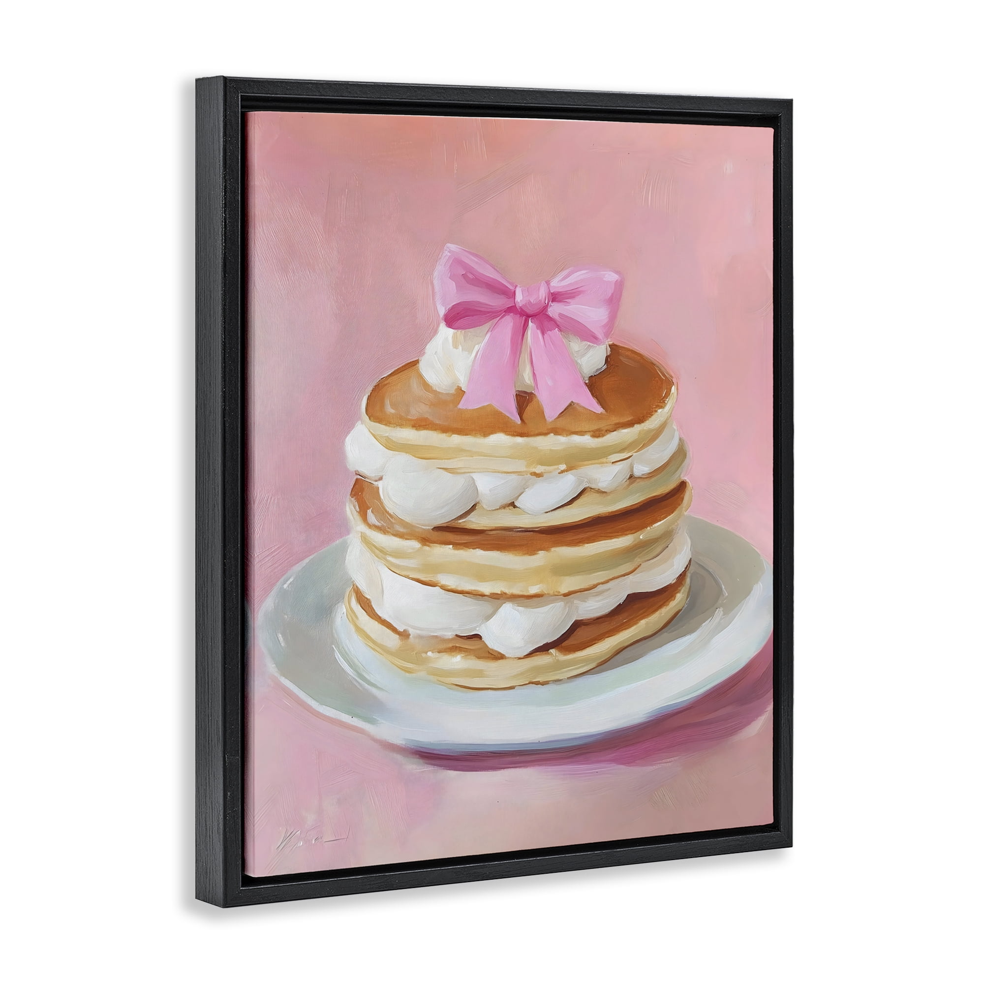 Stupell Industries Coquette Pancakes with Whipped Cream Black Framed Floater Canvas Wall Art, design by The Prints Vibe