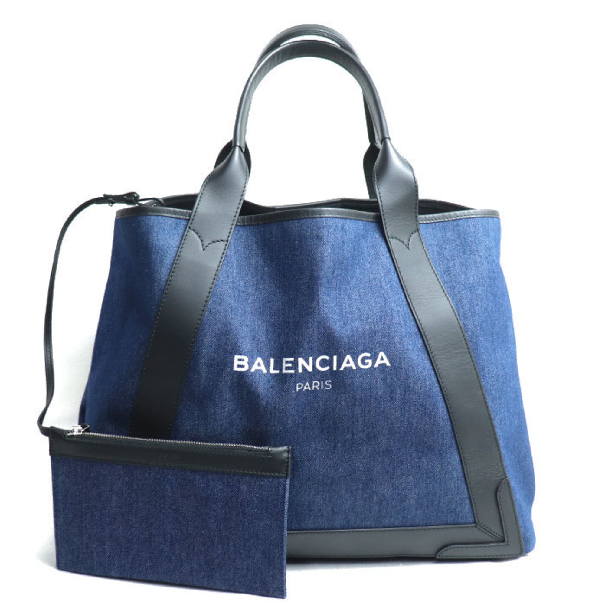 Pre-Owned BALENCIAGA Navy Cabas M Tote Bag Blue 339936 Mother's