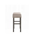 thumbnail image 2 of Tan Linen & Weathered Gray Finish Counter Height Stools (Set of 2) - Solid Wood with Backless Design, 2 of 5