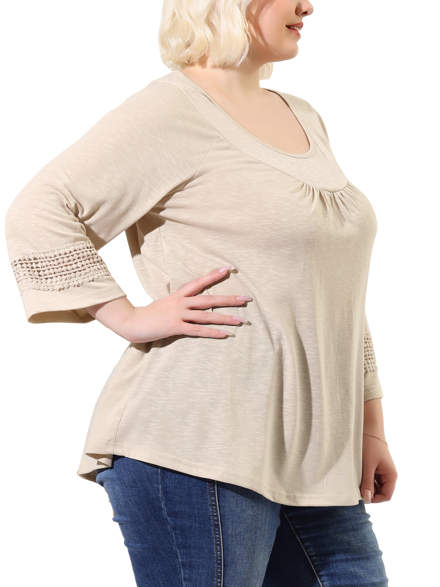 DARING DIVA Women's Plus Size Winter Kimono Long Sleeve Casual Top 2X Apricot