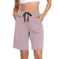thumbnail image 3 of Cadmus Women's Casual Comfy 9" Bermuda Shorts Yoga Walking Running Drawstring Shorts with Pockets, 3 of 7