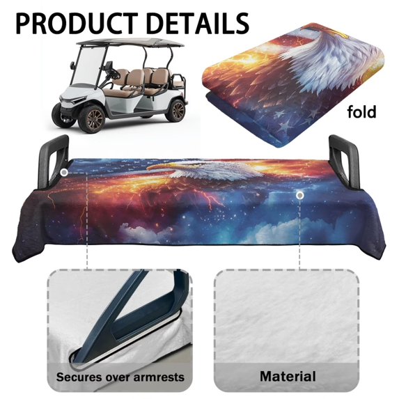 HUIACONG Eagle Flag Golf Cart Covers Seat Non-Slip Golf Cart Seat Covers Two-Person Easy to Clean Comfortable Protection Protection Accessories Compatible with EZGO Club Cars