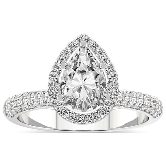 4 Carat IGI Certified Pear Shape Lab Grown Diamond Engagement Ring | 14K White Gold |Kathrine Halo Diamond Ring | FG-VS1-VS2 Quality Friendly Diamonds