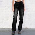 thumbnail image 2 of Sngxgn Women Distressed High Waist Wide Leg Jeans Denim Pants(Black,M), 2 of 7