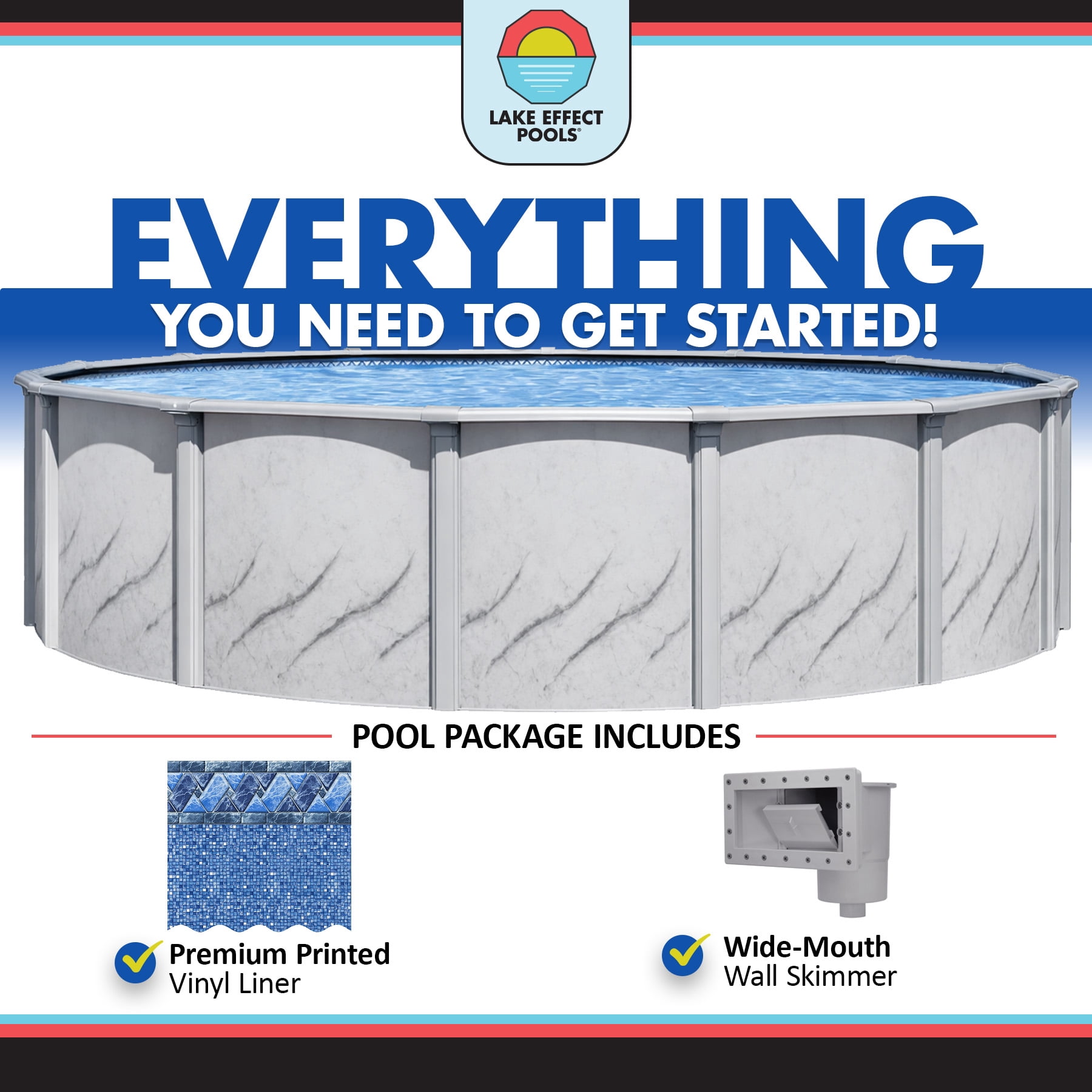 Lake Effect Pools Galleria 27' x 52" Round Resin Protected Steel Sided Above Ground Swimming Pool