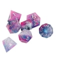 thumbnail image 1 of Juego de dados de 7 Uds., dados poliédricos de colores de resina con remolino de cielo estrellado para juego de mesa, fuente plateada, 1 of 9