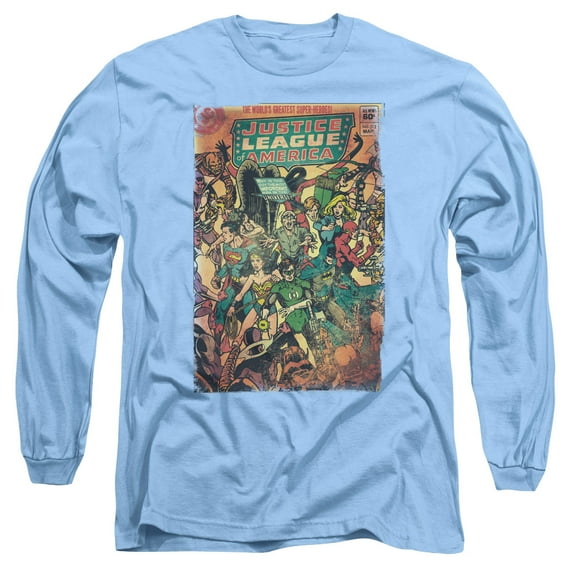 JLA Justice League No 212 Vintage Long Sleeve Adult 18/1 T-Shirt Carolina Blue