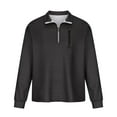 thumbnail image 4 of DDAPJ pyju Mens Quarter Zipper Sweatshirt, Vintage Distressed Pullover Tops Casual Long Sleeve Lapel Collar Golf Polos Shirt Black S, 4 of 8