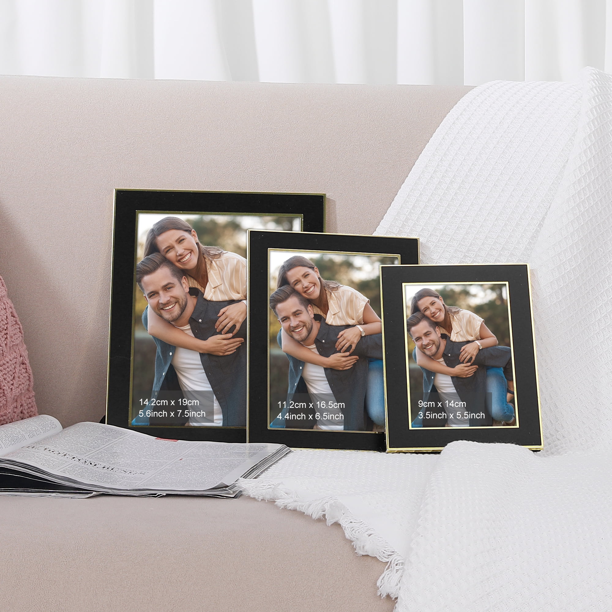 Unique Bargains Modern Picture Frame Brushed Aluminum Metal Photo Frame Gold 5x7 Silver -3Pcs 5x7