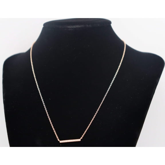 Sterling Silver Rose Gold Bar Cubic Zirconia Necklace