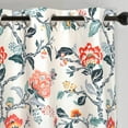 thumbnail image 2 of DriftAway Ada Floral Lined Thermal Insulated Room Darkening Blackout Grommet Window Curtains, 2 Panels, 52" x 108", Ivory Orange Teal, 2 of 6