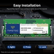 Timetec 8GB DDR4 2666MHz (PC4-2666V) PC4-21300 SODIMM Laptop RAM – 260-Pin 1.2V CL19 Non-ECC Unbuffered Memory Module for Laptop, Notebook, Mini PC, All-in-One