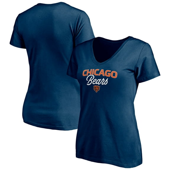Women's Navy Chicago Bears Depth Chart V-Neck T-Shirt