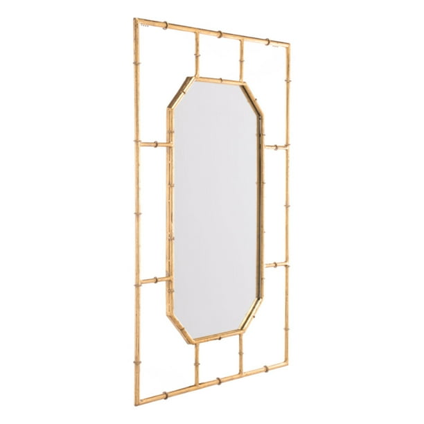 Bamboo Rectangular Mirror Gold