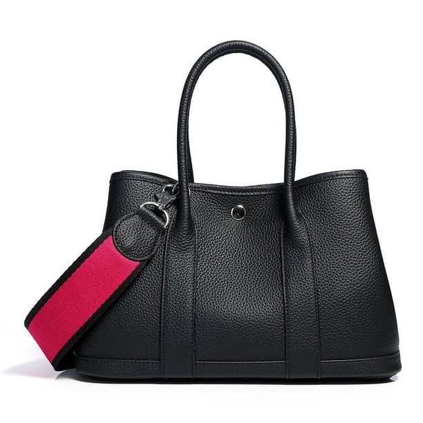 Bolso de mano para mujer con estampado de lichi y piel de vaca con puntera cerrada y correa ancha para el hombro a juego con el color del hombro informal para jardín