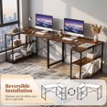 thumbnail image 5 of 47" Reversible L Shape Desk with Power Outlets & Adjustable Storage Shelves, Corner Computer Desk for Home Office Gaming,Rustic Brown, 5 of 8
