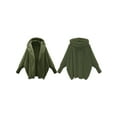 thumbnail image 3 of Women'S Solid Color Long-Sleeved V-Neck Hooded Jacket Casual Loose Plush Buttonless Jacket Army Green XXL, 3 of 7