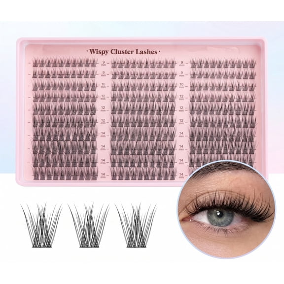 Lash Clusters Wispy 9-14mm Eyelash Clusters Natural DIY Cluster Eyelash Extensions Lash Individual 300pcs Short C Curve