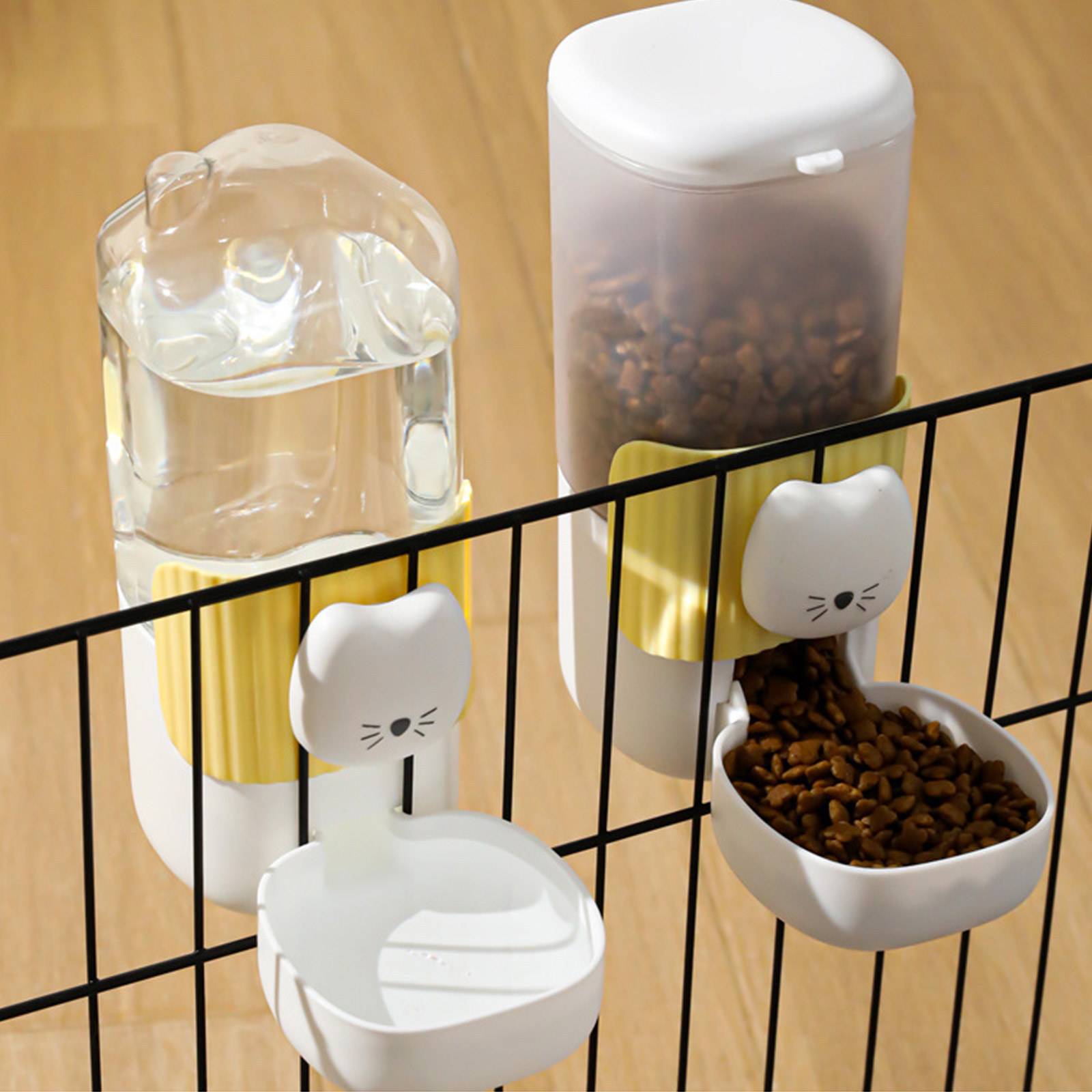 Automatic Dog Feeder Water Dispenser With Cartoon Cats Face Safe PP Easy Installation For Busy Owner Home Decors