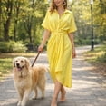 thumbnail image 4 of Scacto Women's Shirt Dress, Casual Solid Color Short Sleeve Dress, Lapel Beach Sundress for Summer, Party, Daily Wear, 4 of 6