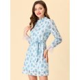 thumbnail image 4 of INSPIRE CHIC Robe Courte Décontractée pour Femme à Imprimé Floral, en Dentelle, à Volants, Col Ras du Cou, 4 of 6