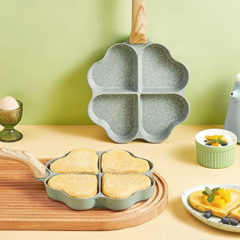 Heart Shape 4 Egg Frying Pan Four Leaf Ceramic Egg Pan Mini Egg Poacher Non Stick Aluminum