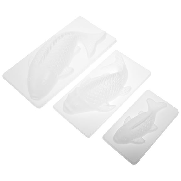 SOPOTUTU 3-Piece White Fish Shape Baking Mold Set for Rice Cake Jelly Chocolate Candy Making