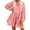 Pink, variant on Wirziis Women Summer Dress V-Neck Solid Long Sleeve Casual Loose Flowy Swing Dress