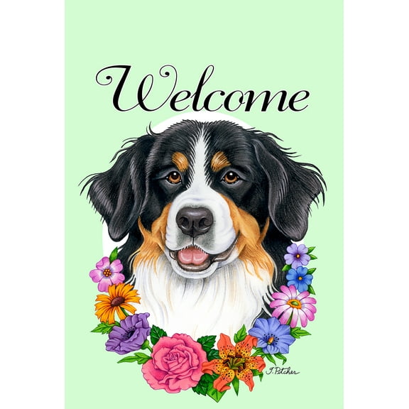 Bernese Mountain Dog - Best of Breed Welcome Flowers Garden Flags