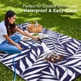 thumbnail image 3 of Smiry Outdoor Rugs 8x10, Waterproof Plastic Straw Indoor Outdoor Mat for Patio, RV Camping, Deck,Porch, Navy & White, 3 of 9