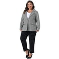 thumbnail image 3 of DARING DIVA Women's Plus Plaid Notched Lapel Business Blazer Jackets Black White 3X, 3 of 6